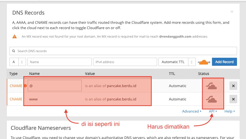 Cara Mengarahkan Domain dari Cloudflare ke Berdu.id