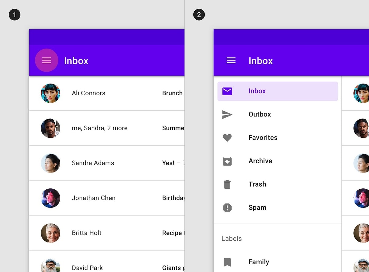Contoh hamburger menu
Gambar: uxdesign Contoh hamburger menu
Gambar: uxdesign