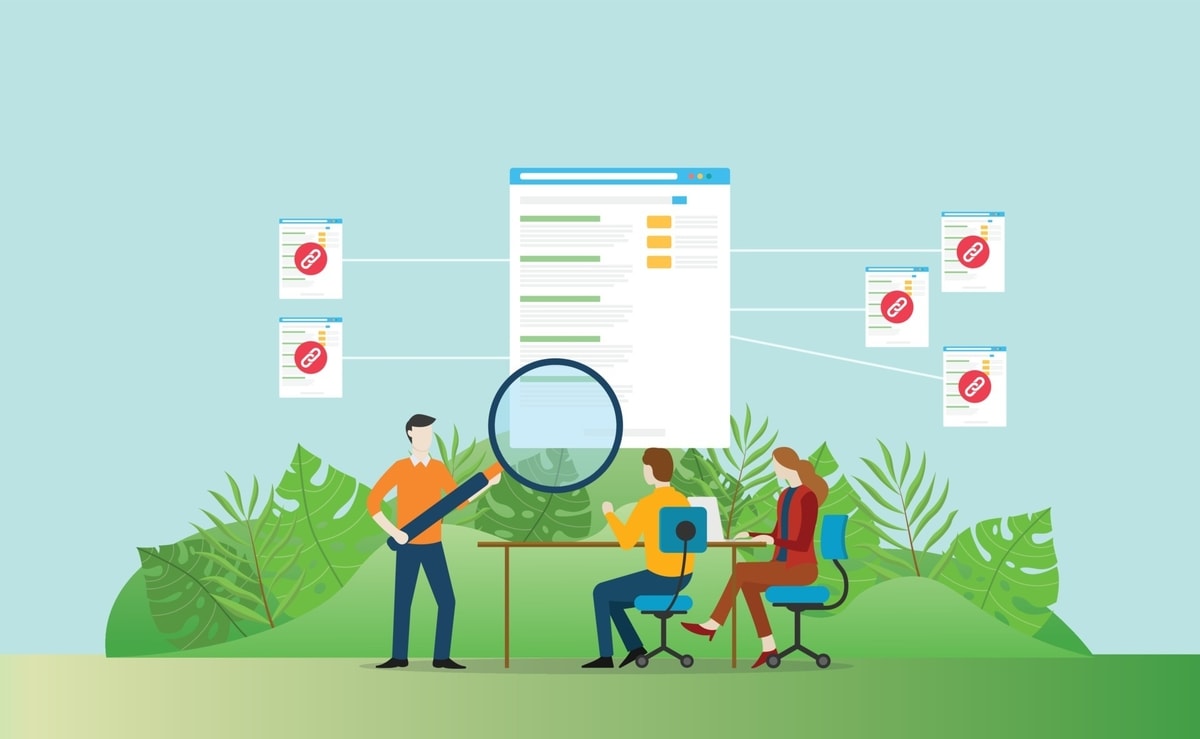 Ilustrasi backlink anchor text dalam artikel
Gambar: Vecteezy