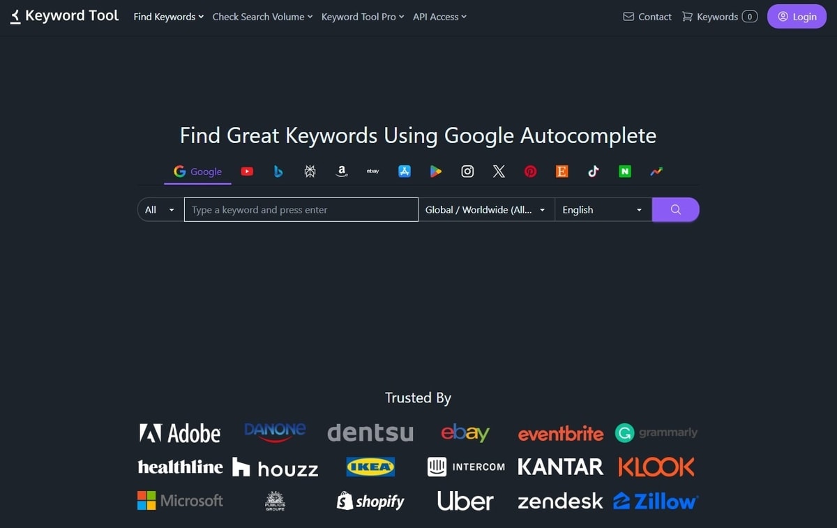 Keyword Tool.io
Gambar: KeywordTool