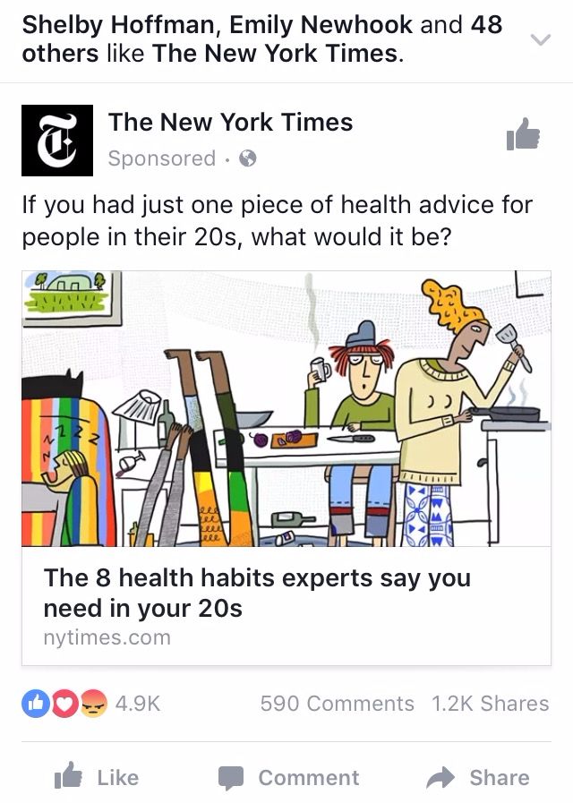 Iklan New York Times di Newsfeed Facebook pada handphone Iklan New York Times di Newsfeed Facebook pada handphone