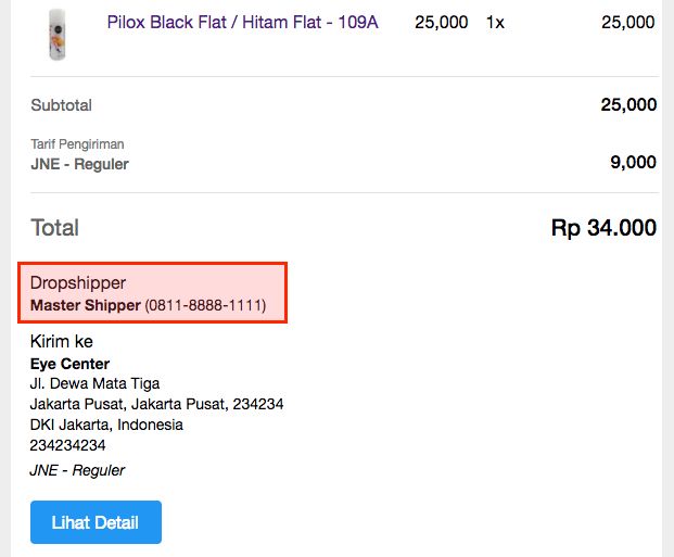 Data dropshipper juga bisa dilihat di email yang akan terkirim
