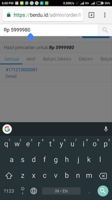Pencarian order berdasarkan harga total di smartphone