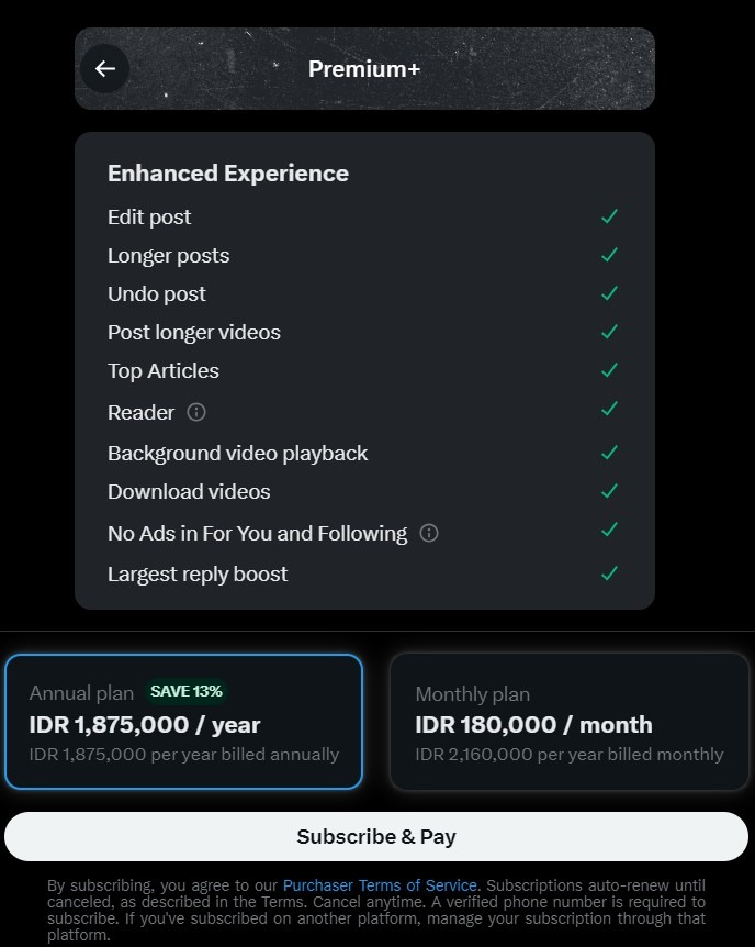 Fitur Premium+ di Twitter/X
Gambar: Twitter/X Fitur Premium+ di Twitter/X
Gambar: Twitter/X